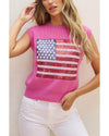 Bonbon Sparkling American Flag Knitted Vest - M