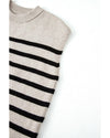 Apricot Stripe Boxy Knitted Round Neck Sweater Tank - L