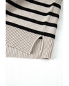Apricot Stripe Boxy Knitted Round Neck Sweater Tank - L