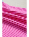 Bright Pink Colorblock Edge Ribbed Knit U Neck Tank Top - M