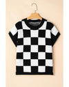 Color black Colorblock Plaid Pattern Ribbed Trim Sweater Tank Top - S