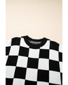 Color black Colorblock Plaid Pattern Ribbed Trim Sweater Tank Top - S