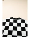Color black Colorblock Plaid Pattern Ribbed Trim Sweater Tank Top - S