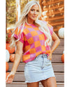 Strawberry Pink Colorblock Plaid Pattern Ribbed Trim Sweater Tank Top - L