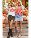 Strawberry Pink Colorblock Plaid Pattern Ribbed Trim Sweater Tank Top - L