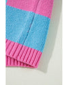 Sachet Pink Colorblock Plaid Pattern Ribbed Trim Sweater Tank Top - XL