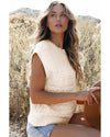 Beige Cable Knit Dolman Armholes Sweater Tank - L