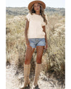 Beige Cable Knit Dolman Armholes Sweater Tank - L