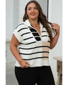 Black Stripe Colorblock Quarter Zip Collar Sweater Vest - M