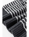 Gray Stripe Collared V Neck Sweater Vest with Pockets - L