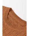 Camel Round Neck Textured Knit Sweater Vest - XL