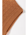 Camel Round Neck Textured Knit Sweater Vest - XL