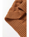 Camel Round Neck Textured Knit Sweater Vest - XL