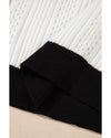 White Contrast Trim Eyelet Knit Colorblock V Neck Sweater Vest - XL