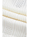 White Contrast Trim Eyelet Knit Colorblock V Neck Sweater Vest - XL