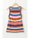 Dark Blue Striped Textured Knit Crew Neck Sweater Vest - XL