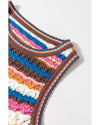 Dark Blue Striped Textured Knit Crew Neck Sweater Vest - XL