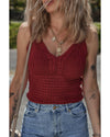 Burgundy Cable Knit Pointelle Slim Fit V Neck Sweater Vest - M