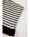 Black white Striped O Neck Sweater Vest - M