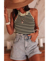 Black Stripe Crew Neck Slim Fit Sweater Vest - M