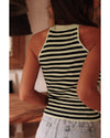 Black Stripe Crew Neck Slim Fit Sweater Vest - M