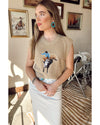 Parchment Western Cowboy Embroidery Round Neck Sleeveless Sweater - XL