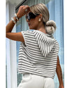 White Stripe Drawstring Hooded Loose Sweater T Shirt - XL