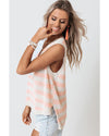 Beige USA Flag Notched Neckline Loose Sweater Vest - XL