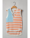Beige USA Flag Notched Neckline Loose Sweater Vest - XL