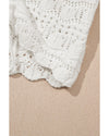 Beige Trendy Hollowed Knit V Neck Drawstring Sweater Vest - L