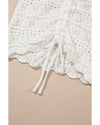 Beige Trendy Hollowed Knit V Neck Drawstring Sweater Vest - L
