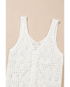Beige Trendy Hollowed Knit V Neck Drawstring Sweater Vest - L