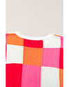 Fiery Red Color Block Cap Sleeve Sweater - S