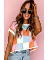 Grapefruit Orange Color Block Cap Sleeve Sweater - M