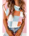 Grapefruit Orange Color Block Cap Sleeve Sweater - XL