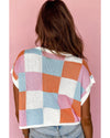 Grapefruit Orange Color Block Cap Sleeve Sweater - XL