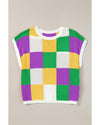 Tillandsia Purple Color Block Cap Sleeve Sweater - M