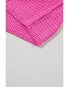 Pink Solid Loose Knit Short Dolman Sleeve Sweater - L