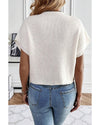 White Flower Embroidery Sweater Tee - XL