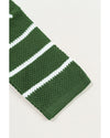 Green Stripe Henley Buttoned Placket Drop Shoulder Bracelet Sleeve Knit Sweater Tee - M
