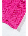 Rose Red Pointelle Knit Scallop Edge Short Sleeve Top - S