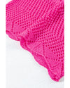 Rose Red Pointelle Knit Scallop Edge Short Sleeve Top - XL