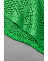 Green Pointelle Knit Scallop Edge Short Sleeve Top - L