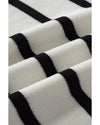 White Stripe Striped Half Sleeve Knitted Tee - L