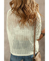 White Crochet Flower Hollow-out Sweater T Shirt - L