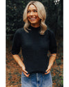 Black Knotted Keyhole Nape Short Sleeve Knit Sweater - XL
