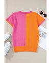 Flamingo 2-tone Color Block Knit Cap Sleeve Sweater Top - L