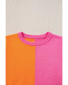 Flamingo 2-tone Color Block Knit Cap Sleeve Sweater Top - XL