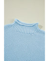 Iceland Blue High Neck Bat Short Sleeve Sweater - XL