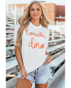 White Touchdown Tinsel Puff Short Sleeve Crew Neck Sweater - XL